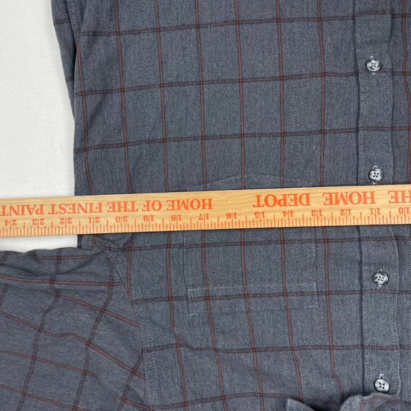 Mountain Hardwear Mens Gray Orange Grid Flannel Button Down Shirt Large L/G - Picture 5 of 7
